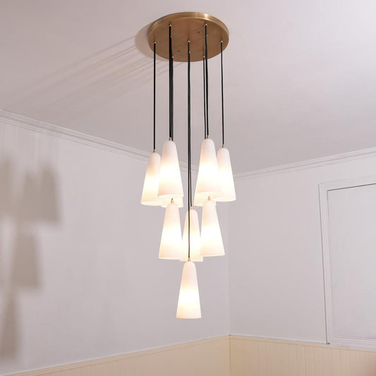 White Ceramics Round Chandelier 18",10-lights