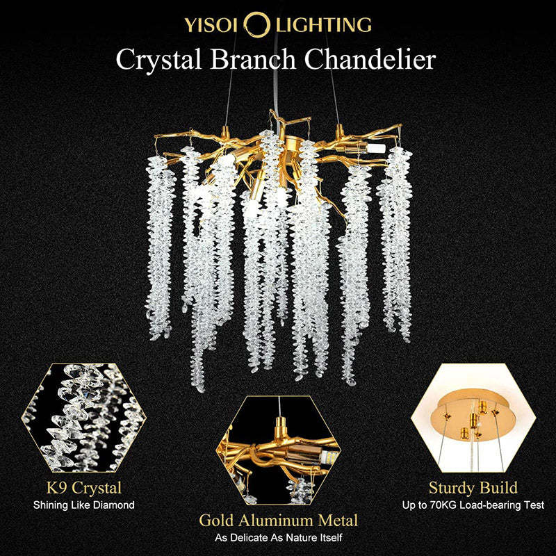 Vinery Tree Branch Crystal Chandelier 20.5"
