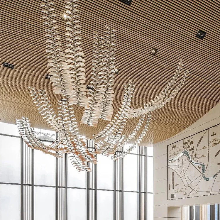 Nordic Style Hanging Light Luxury Hotel Lobby Hall Banquet Modern Led Custom Chandelier Lamp