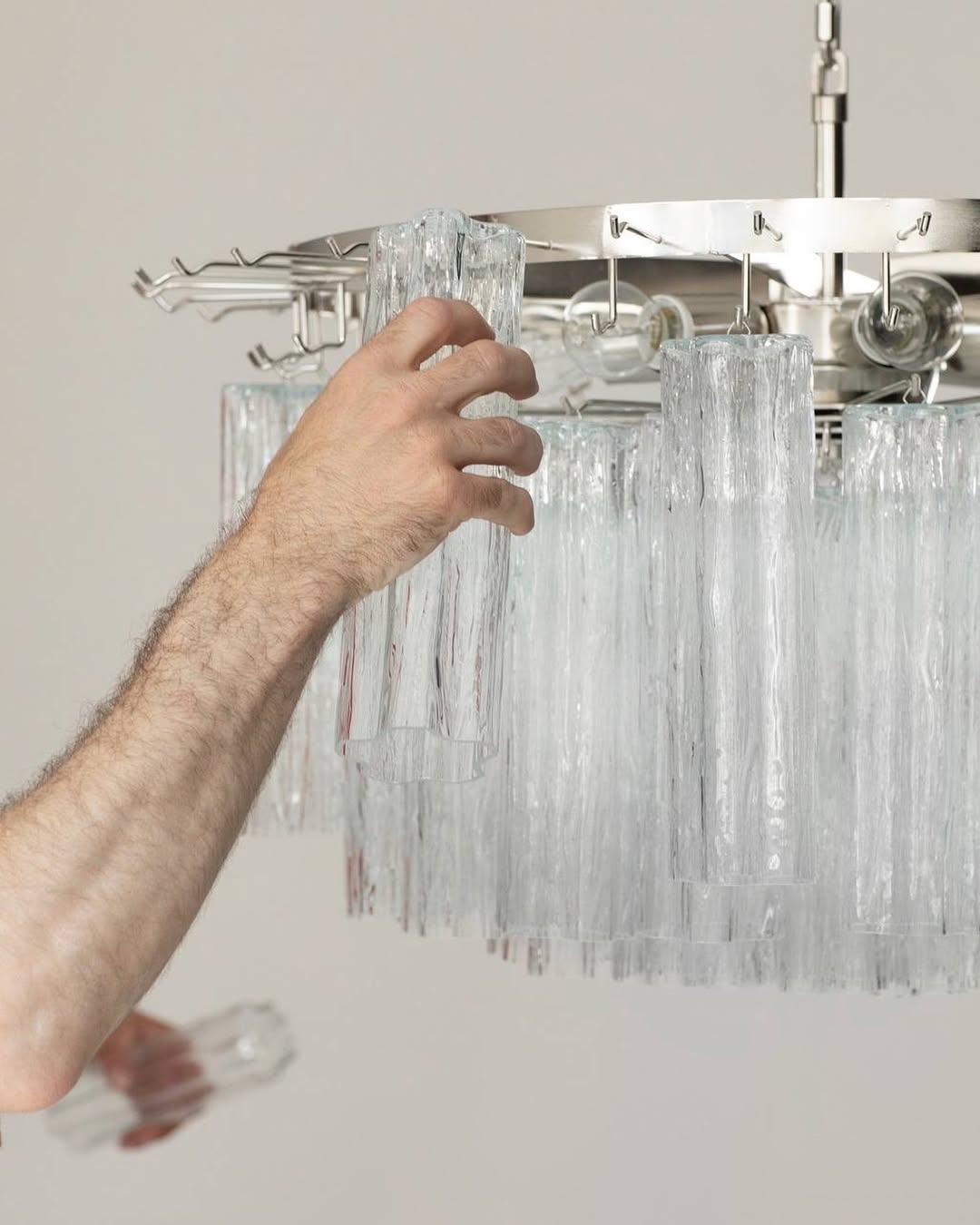 Murano Chandelier – 101 Tuber – Textured – Transparent