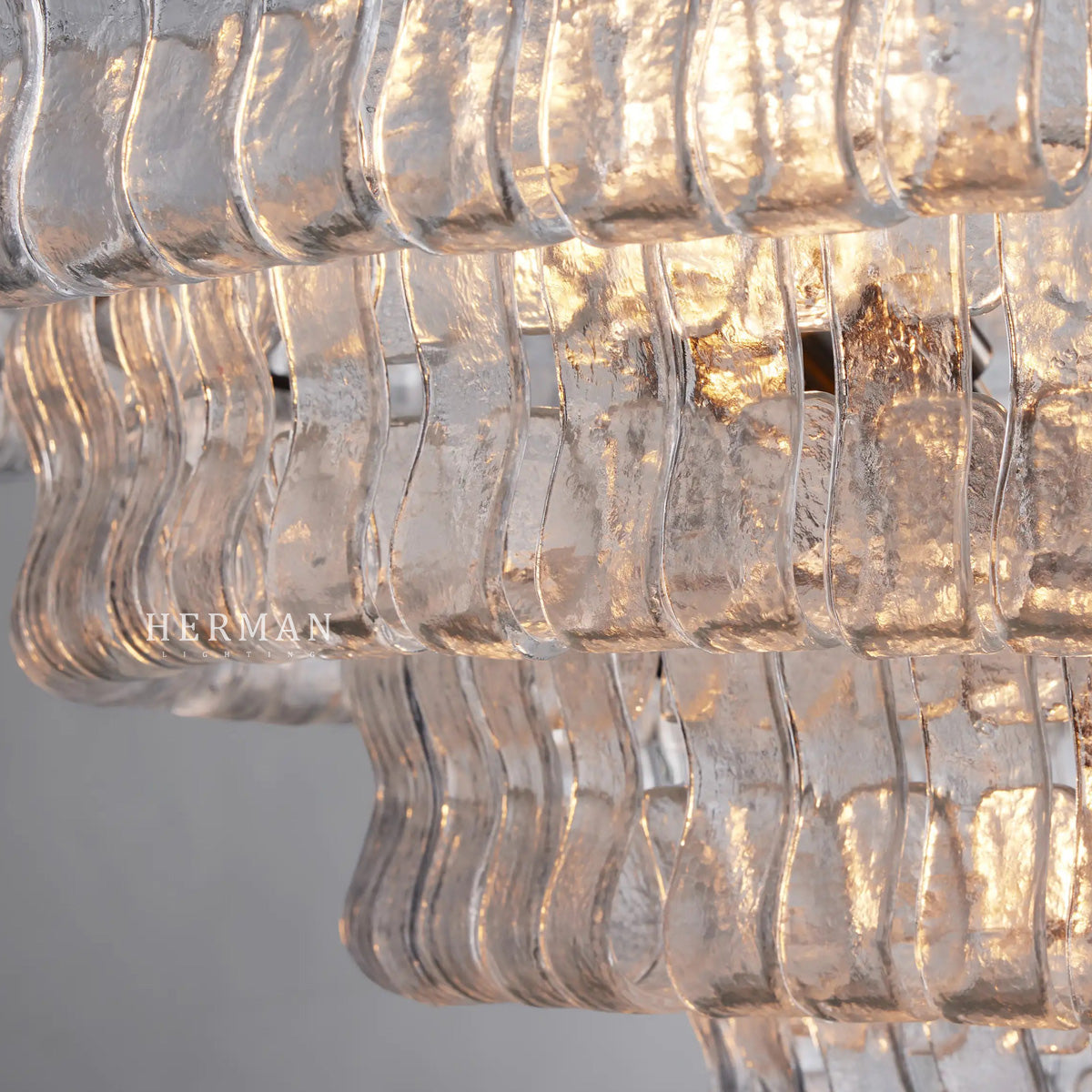 Amor 5-Tier Glass Ghiaccio Round Chandelier 48"