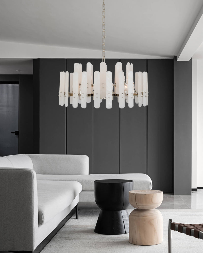8/10-light Simple Modern Alabaster Large Oval Chandelier 40“45” Dia