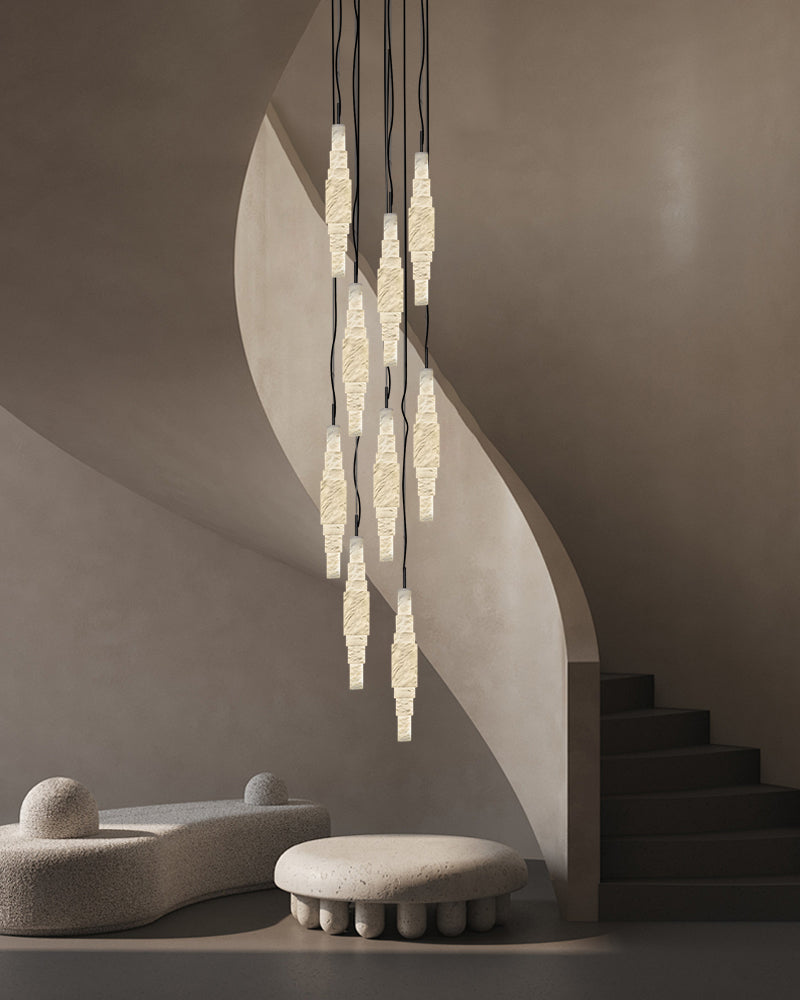White Alabaster Cluster Pendant Lamp 3-lights for kitchen Island