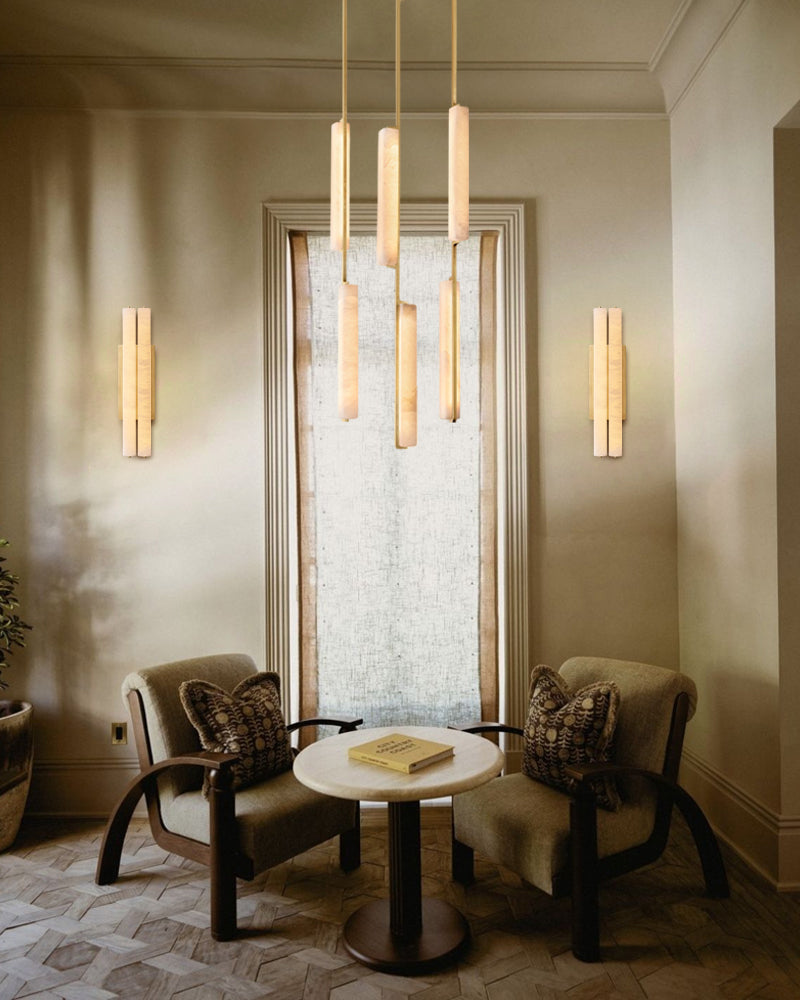 Vintage Clound Audubon Cluster Alabaster Linear Long Plate Chandelier for hallway