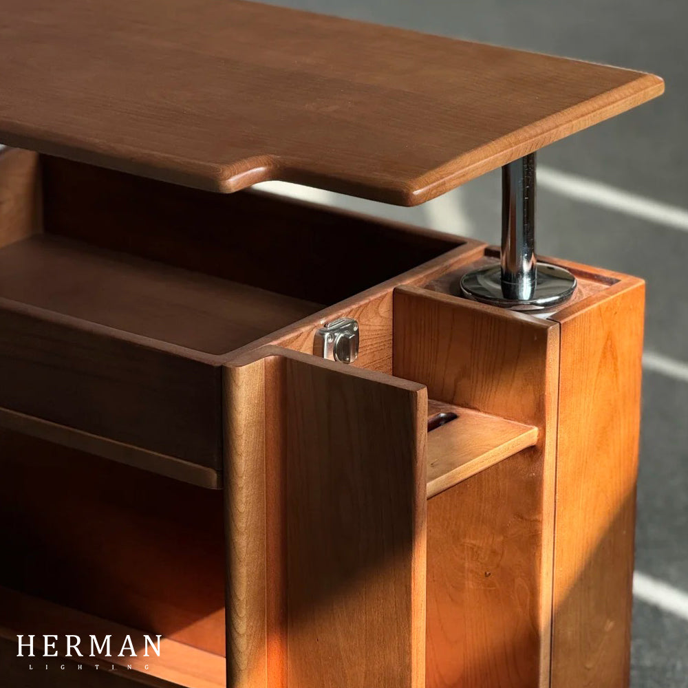 Nedure Solid Wood Side Table Trolley