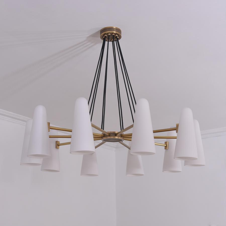 White Ceramics Round Chandelier 44", 10-lights