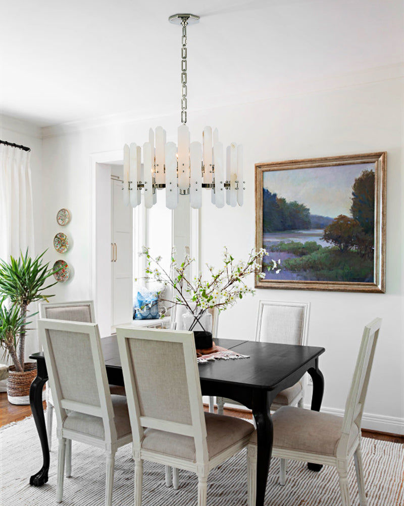8/10-light Simple Modern Alabaster Large Oval Chandelier 40“45” Dia