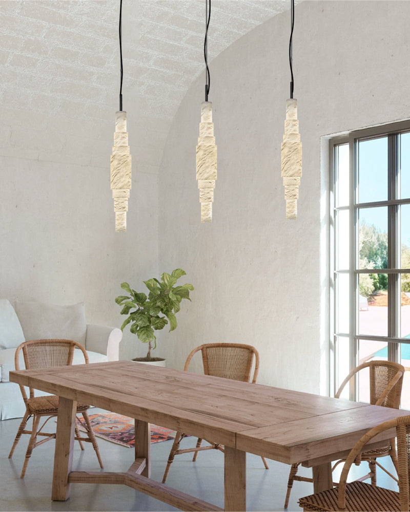 White Alabaster Cluster Pendant Lamp 3-lights for kitchen Island