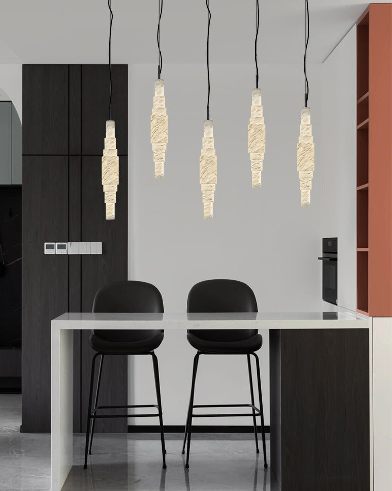 White Alabaster Cluster Pendant Lamp 3-lights for kitchen Island