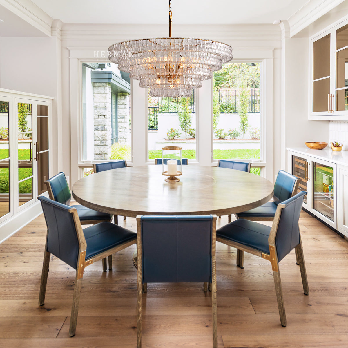 Amor 5-Tier Glass Ghiaccio Round Chandelier 48"