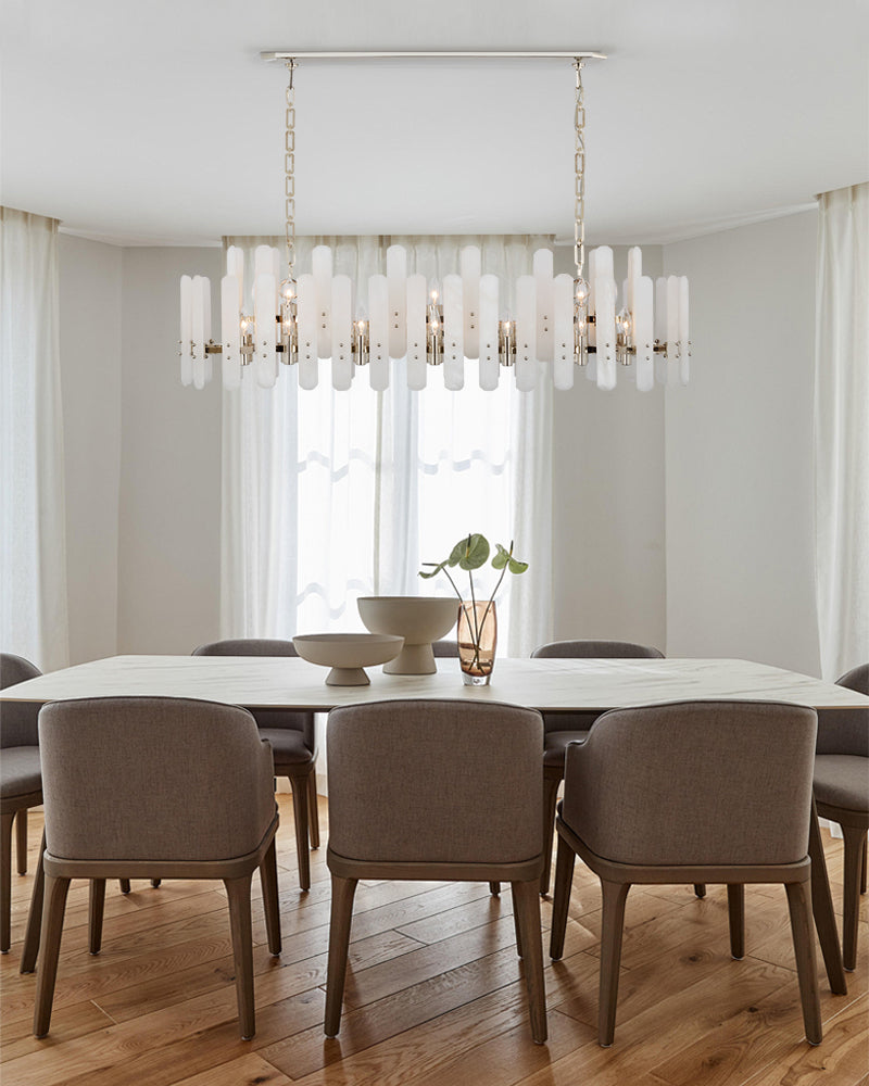 8/10-light Simple Modern Alabaster Large Oval Chandelier 40“45” Dia