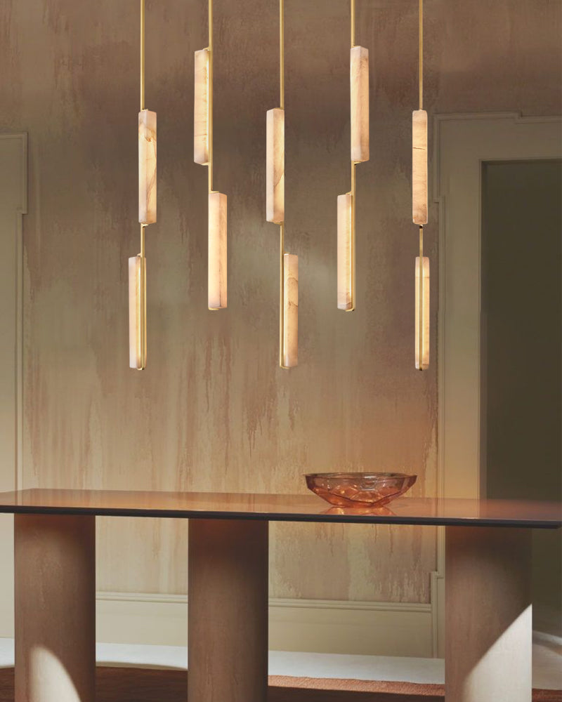 Vintage Clound Audubon Cluster Alabaster Linear Long Plate Chandelier for hallway