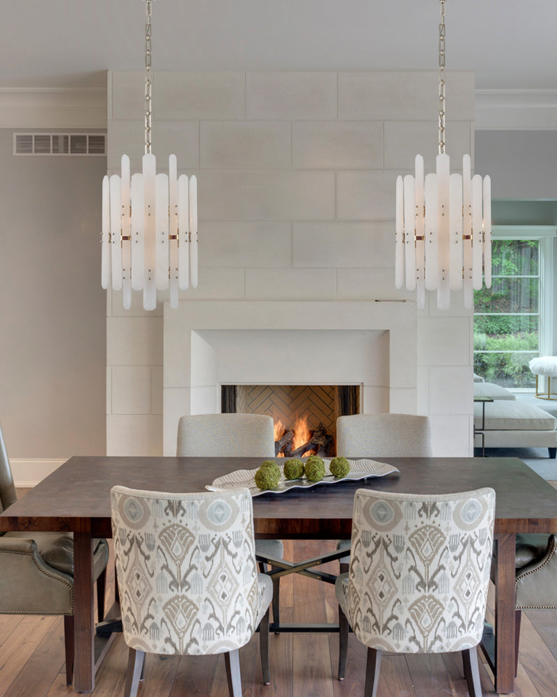 8/10-light Simple Modern Alabaster Large Oval Chandelier 40“45” Dia