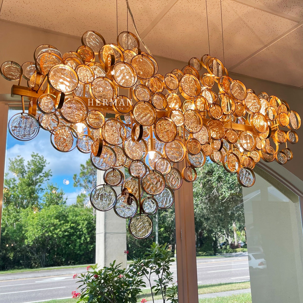 Trento Clustered Glass Linear Chandelier 40"