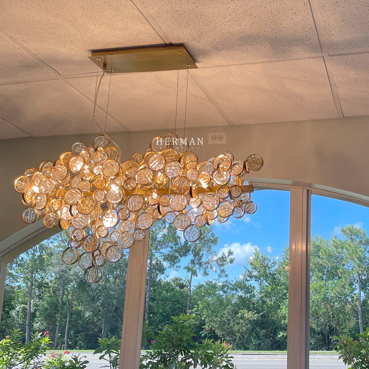 Trento Clustered Glass Linear Chandelier 40"