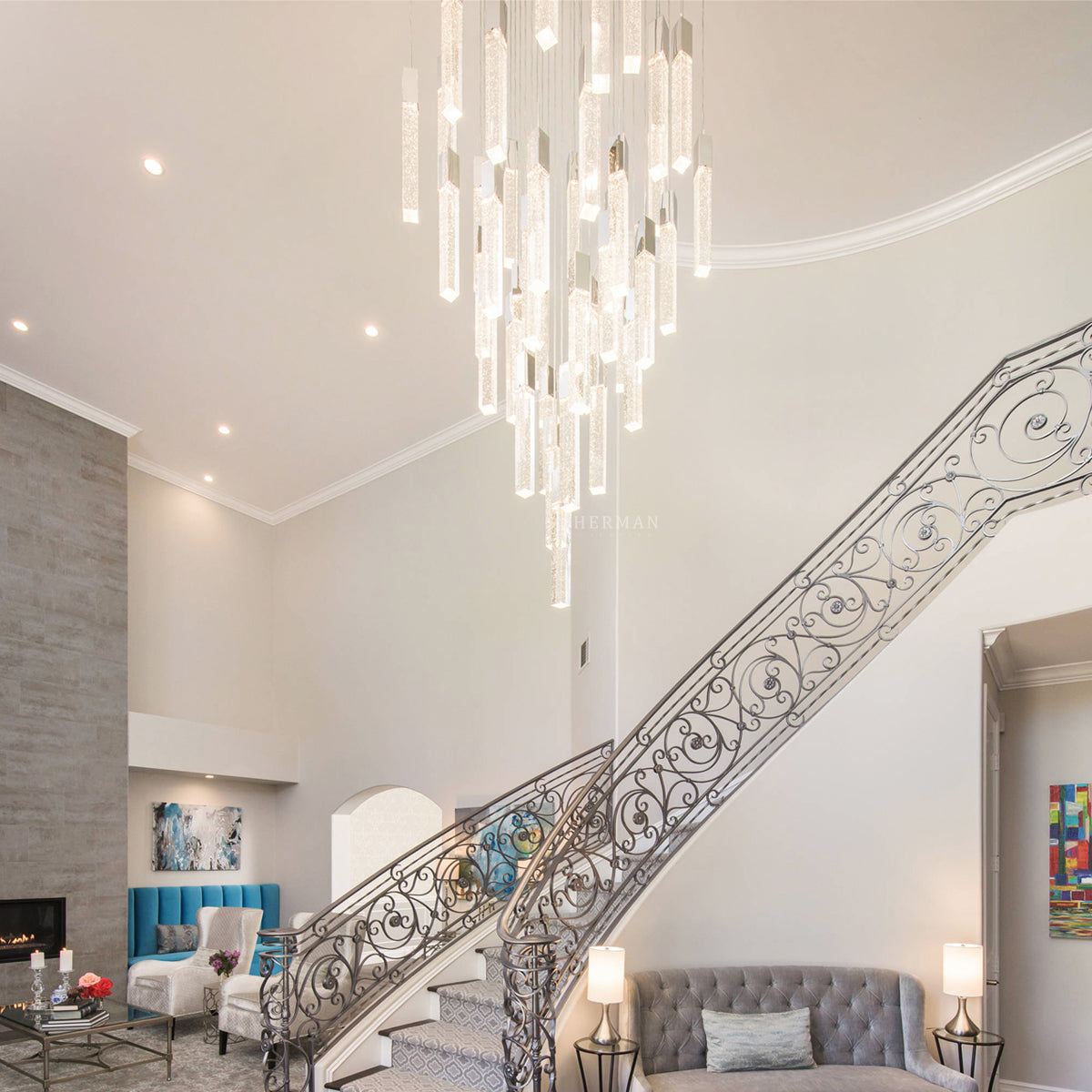 Sparkling Night Chandelier Vertical // XL  25  Light