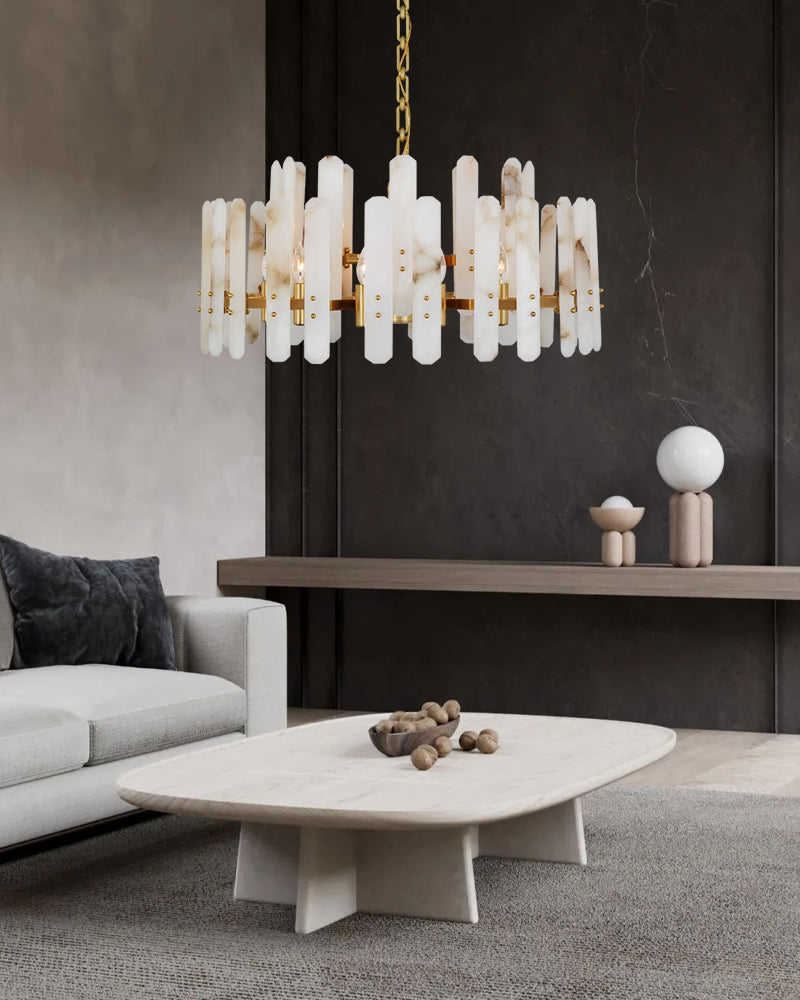 8/10-light Simple Modern Alabaster Large Oval Chandelier 40“45” Dia
