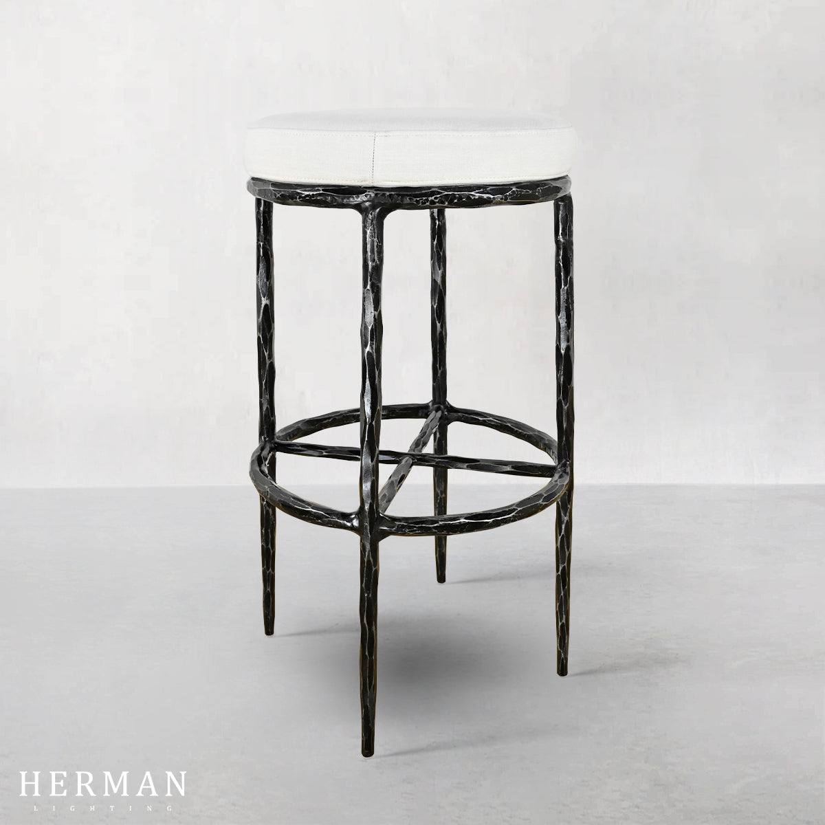 Thaddeus Backless Fabric Swivel Stool