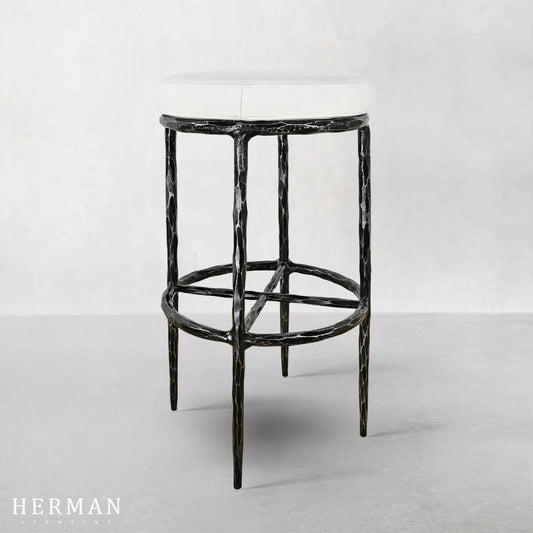 Thaddeus Backless Fabric Swivel Stool
