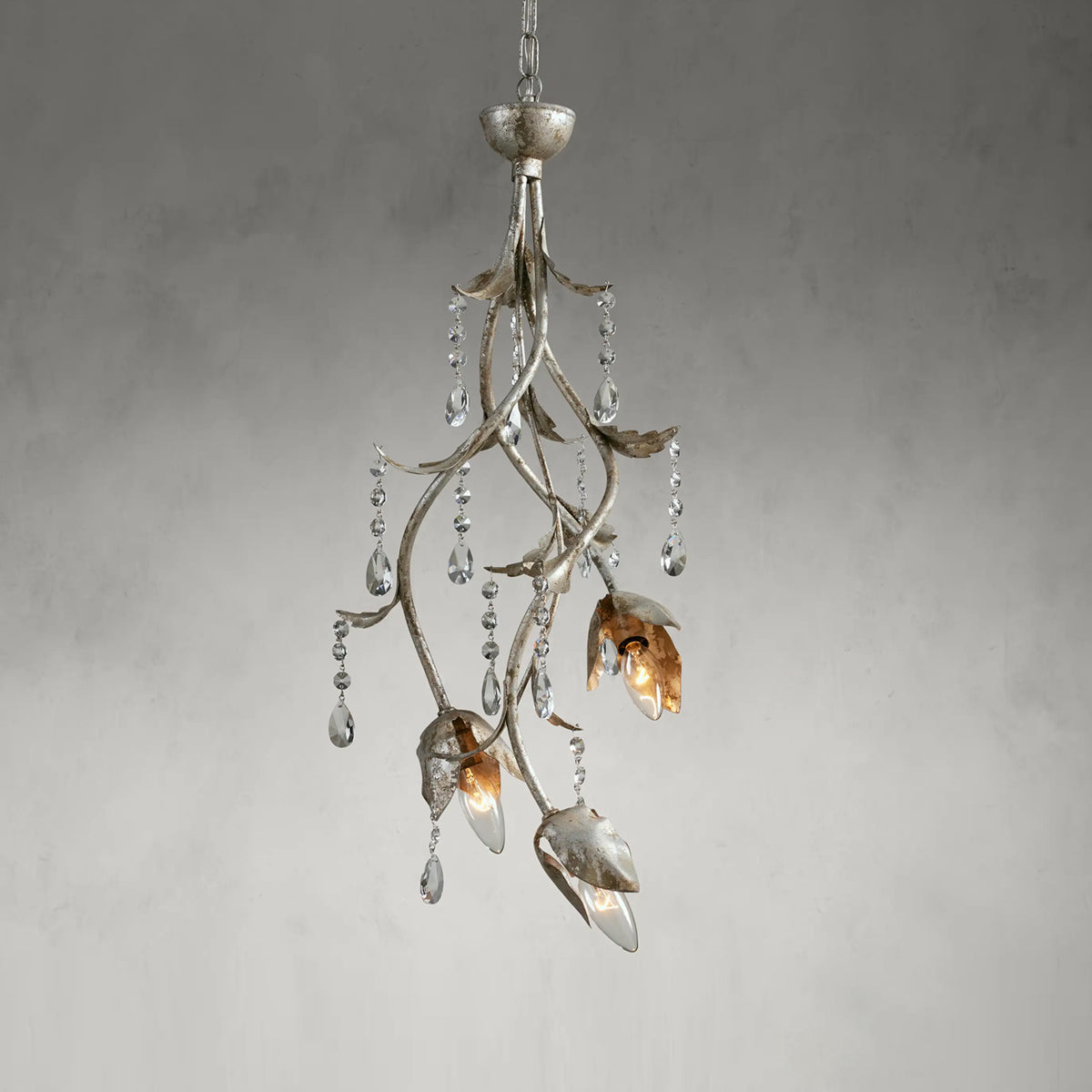 Gothic Viticci Pendant 28"H- Silver