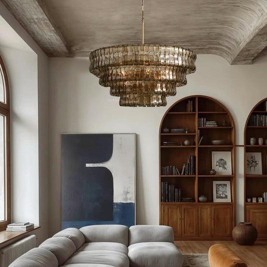 Amor 4-Tier Glass Ghiaccio Round Chandelier 36"