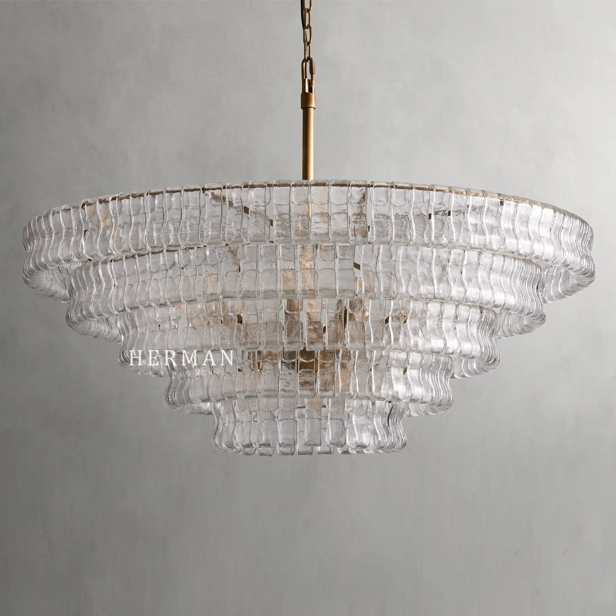 Amor 5-Tier Glass Ghiaccio Round Chandelier 48"