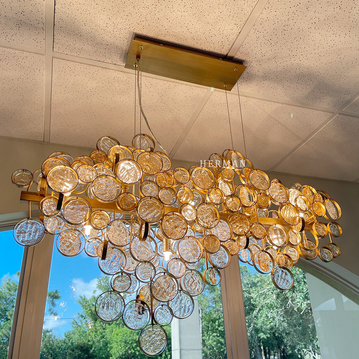 Trento Clustered Glass Linear Chandelier 40"