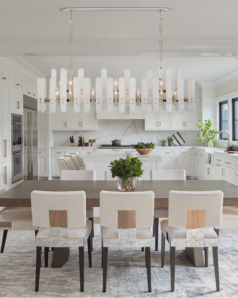 8/10-light Simple Modern Alabaster Large Oval Chandelier 40“45” Dia