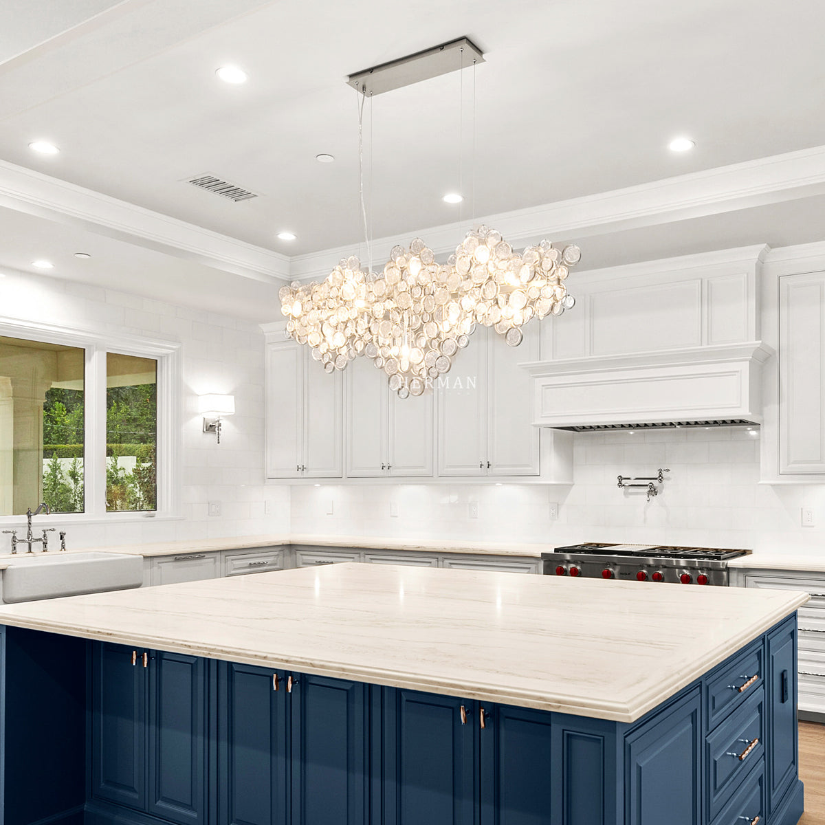 Trento Clustered Glass Linear Chandelier 40"