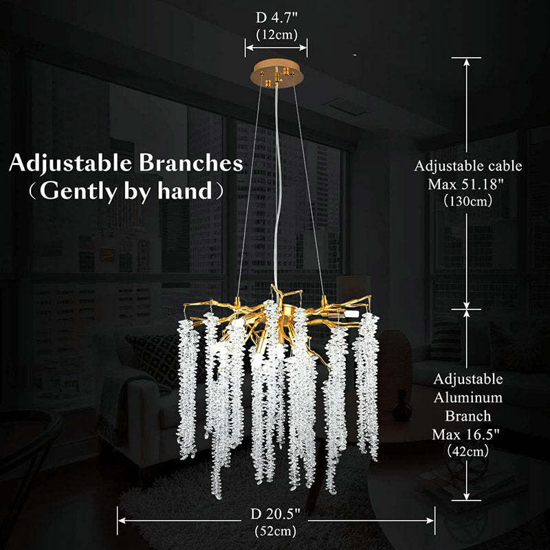 Vinery Tree Branch Crystal Chandelier 20.5"
