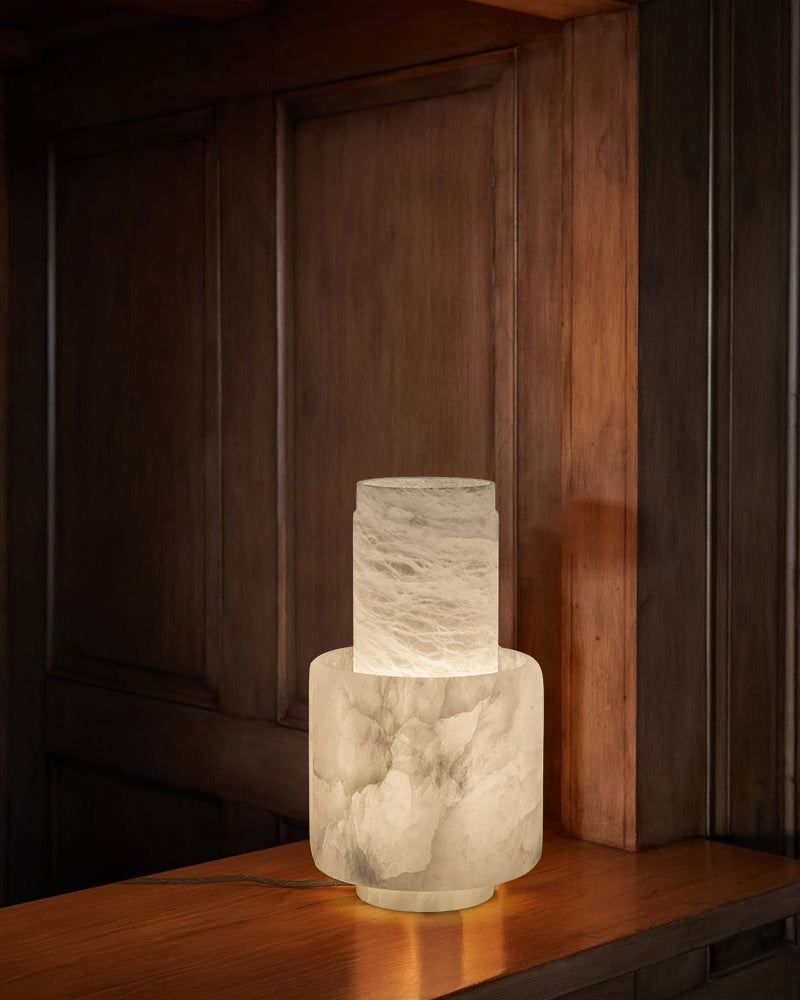 3 Ways Switch Dimmable Conial Alabaster Table Lamp 12in for bedroom