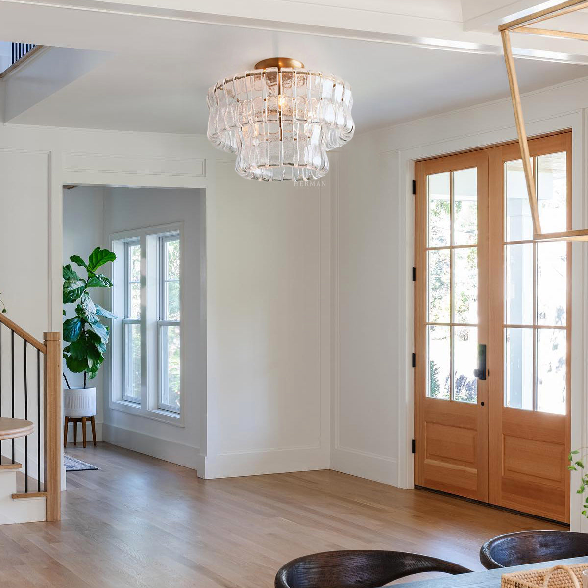 Amor 2-Tier Glass Ghiaccio Round Flushmount 18"