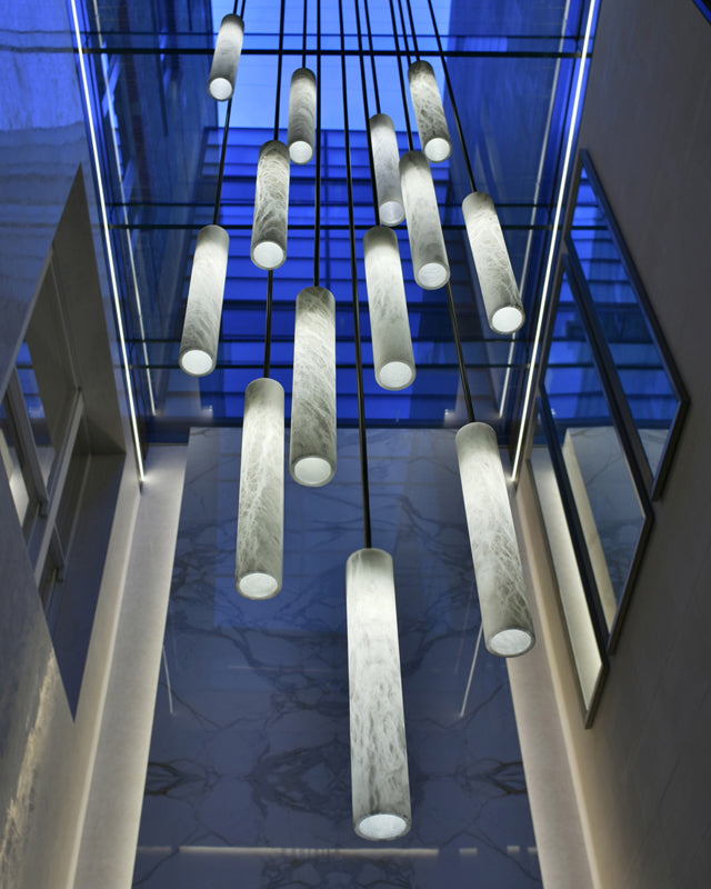 Alabaster Tube Staircase Chandelier