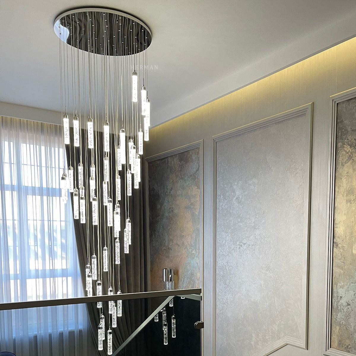 Sparkling Night Cylinder Chandelier // 9 Light