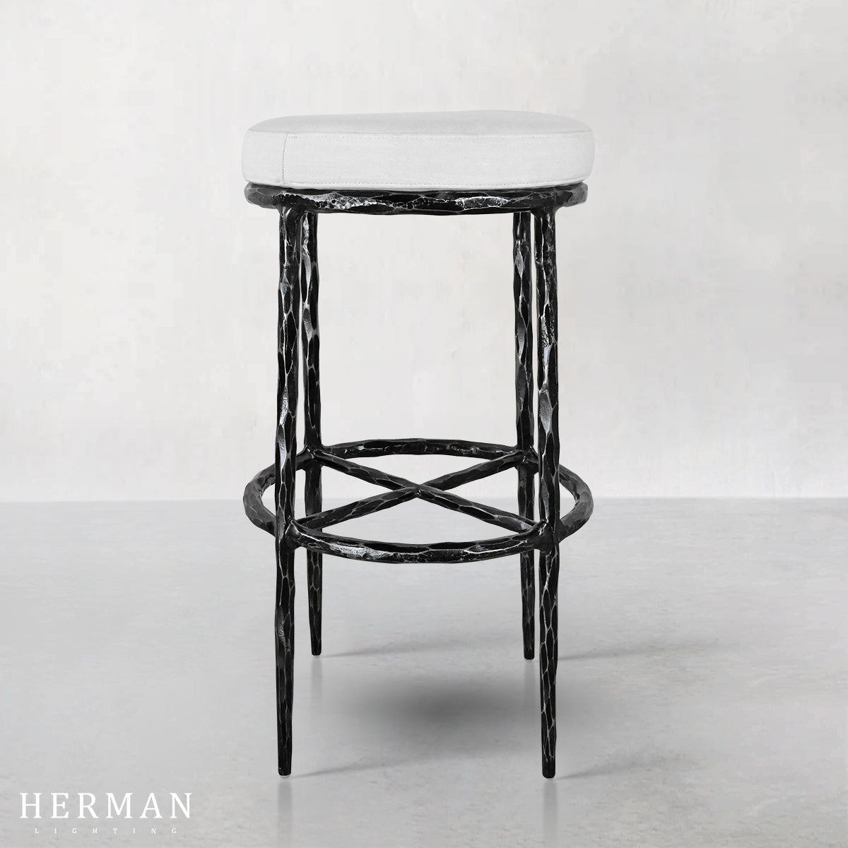 Thaddeus Backless Fabric Swivel Stool