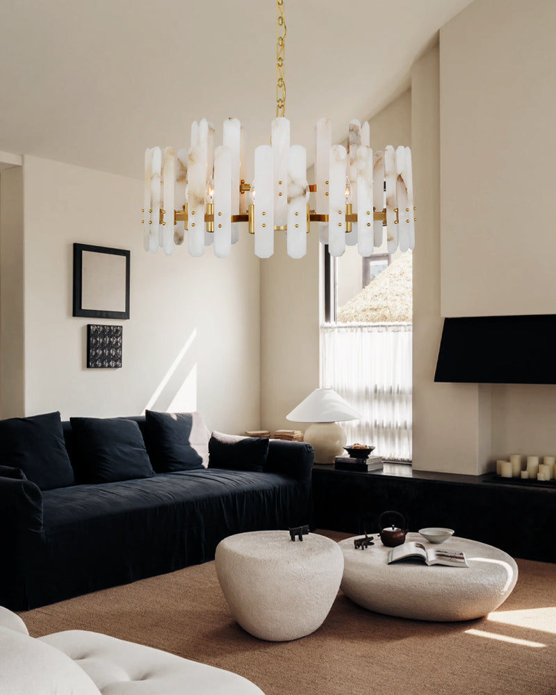 8/10-light Simple Modern Alabaster Large Oval Chandelier 40“45” Dia
