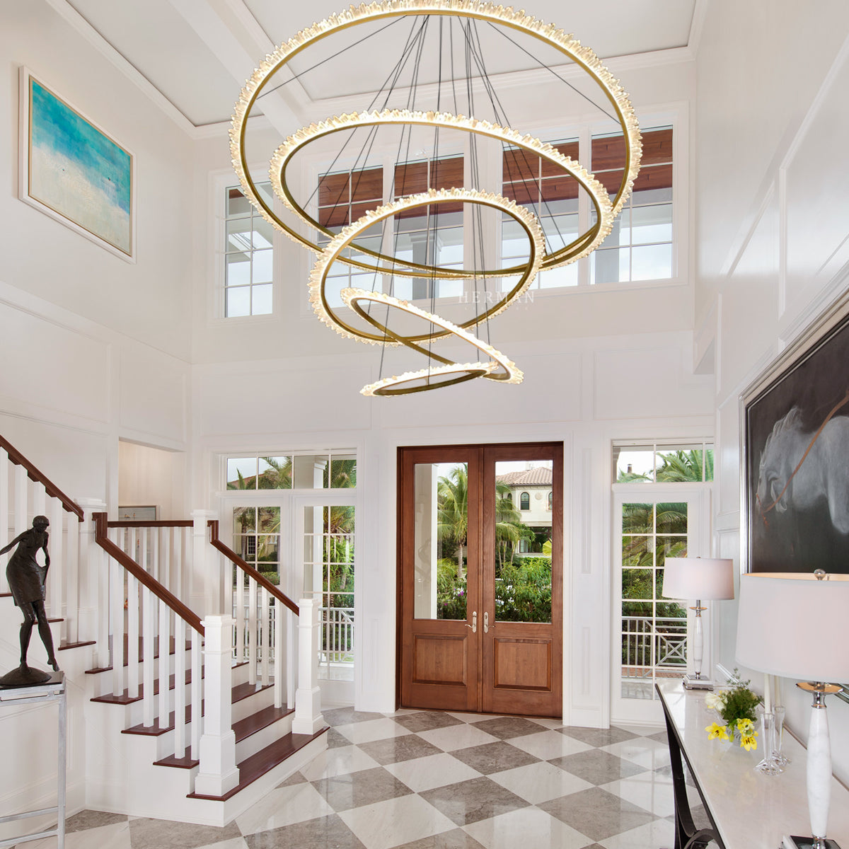 Primary Crystal Multi Rings Chandelier