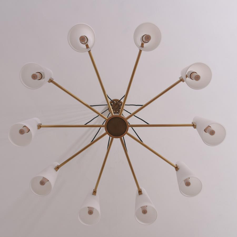 White Ceramics Round Chandelier 44", 10-lights