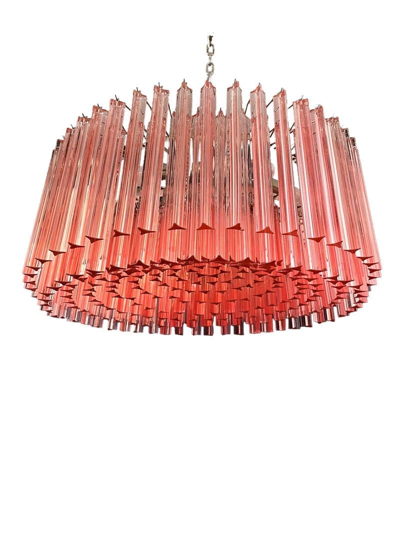 Murano Chandelier – Triedri Round – 265 prisms – Pink