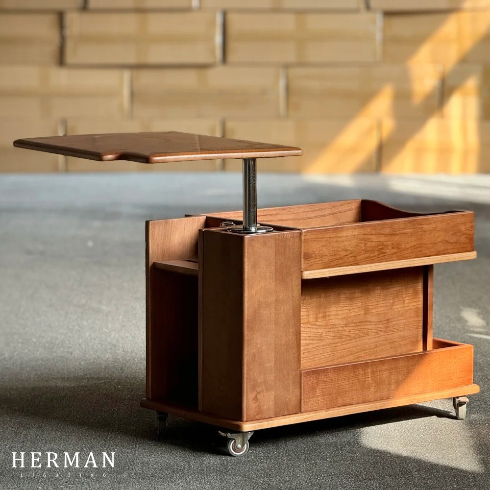 Nedure Solid Wood Side Table Trolley