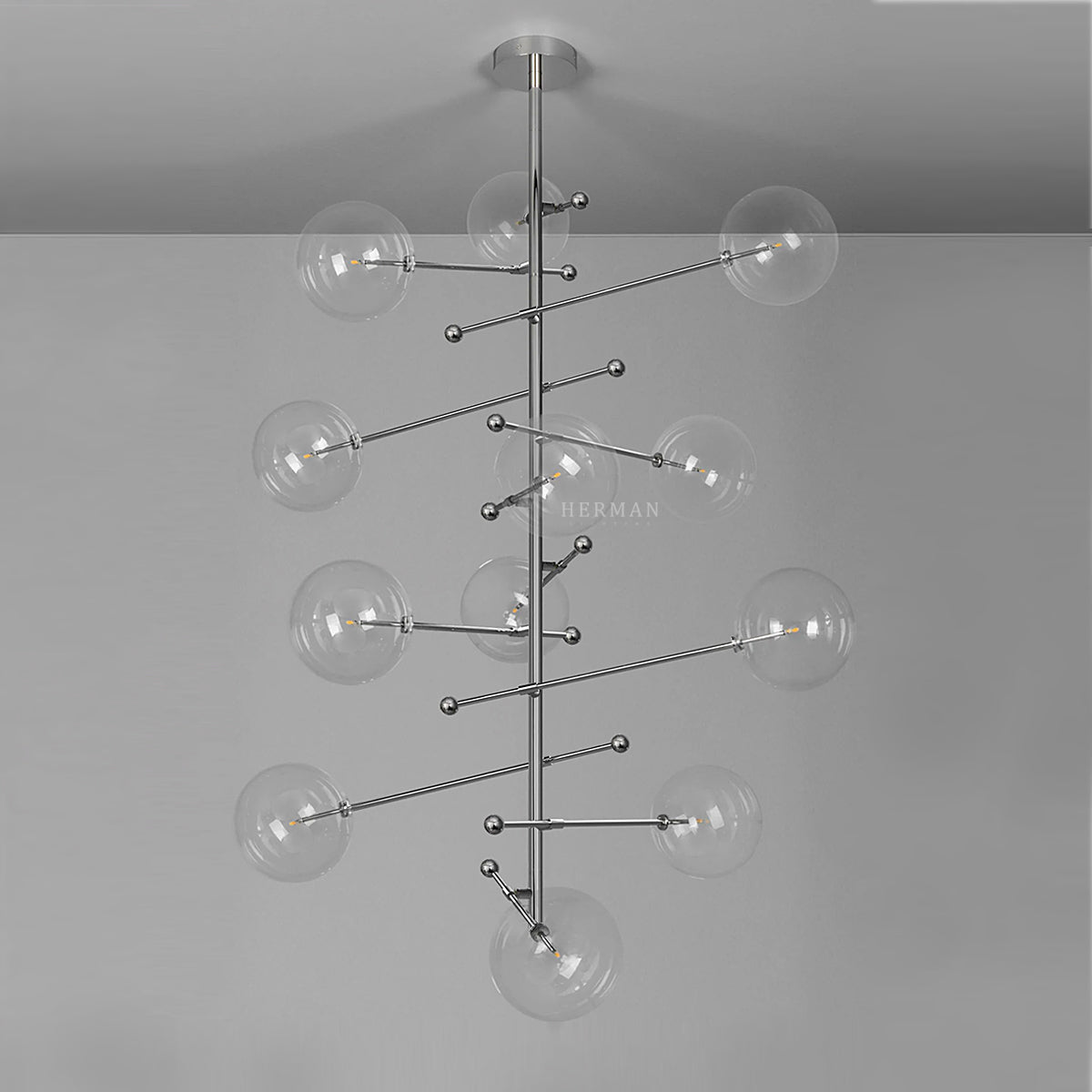 RD15 12-Light Modern Brass Chandelier - Schwung