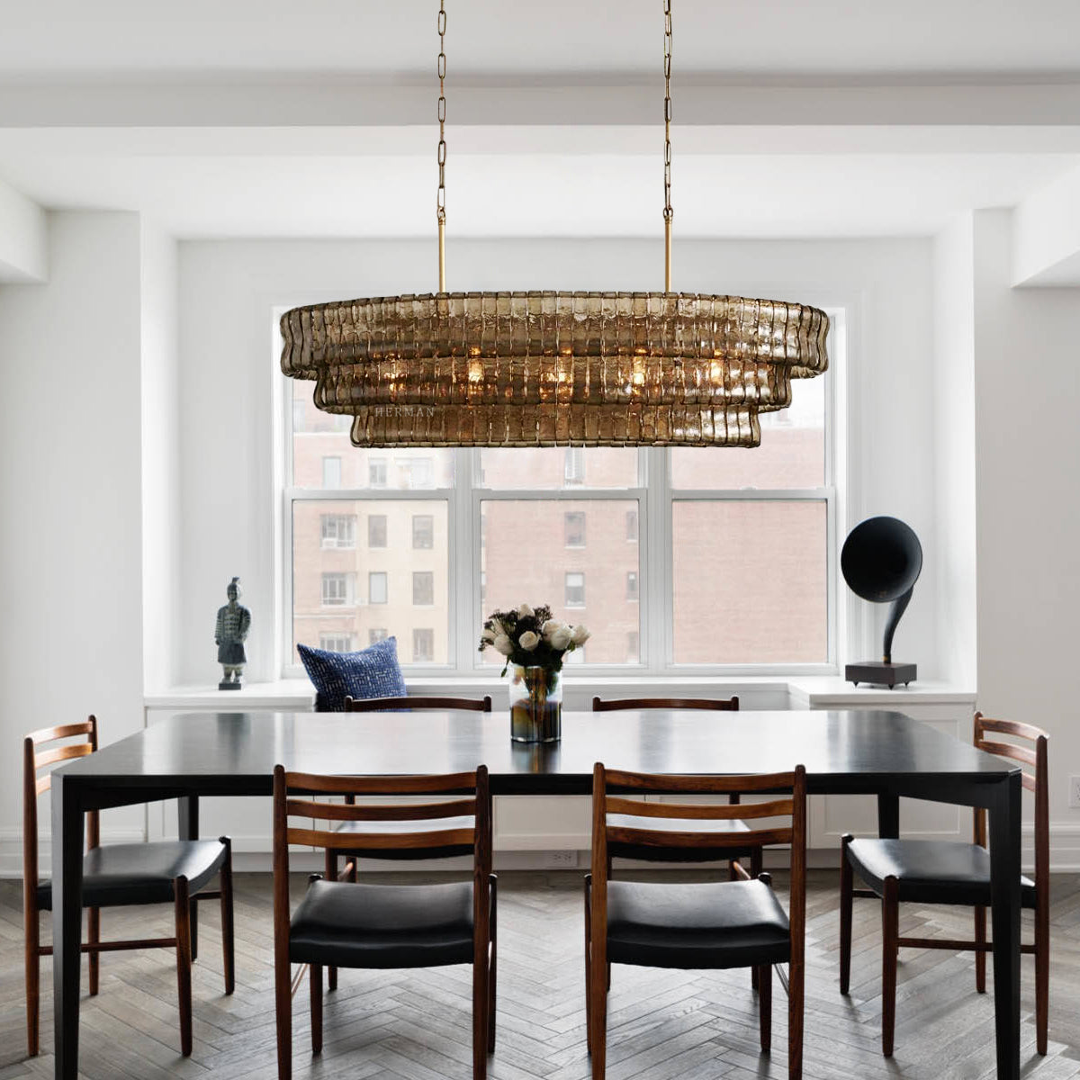 Amor Glass Oval Chandelier 54"W/65"W