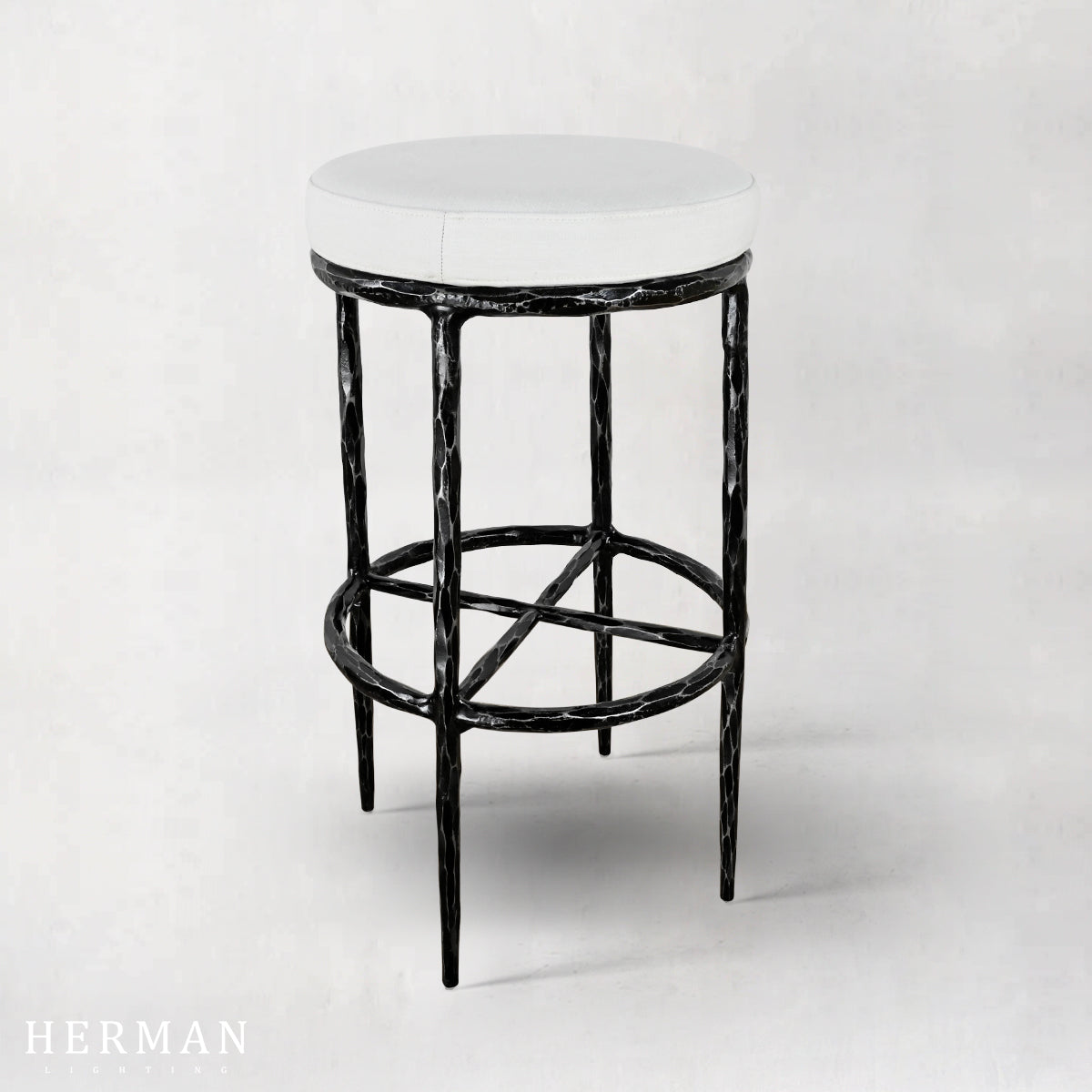 Thaddeus Backless Fabric Swivel Stool