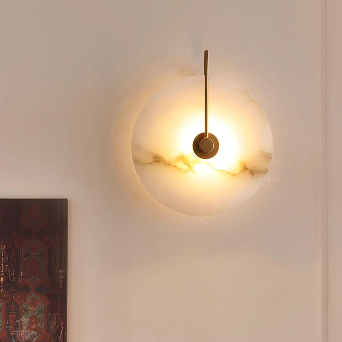Alabaster Round Sconce 10"