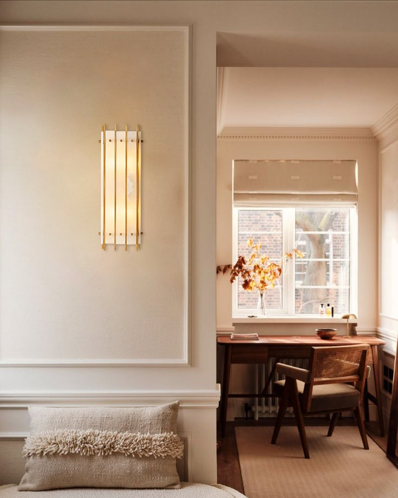 6-light San Marco Alabaster Grand Round Sconces 37in of Height Lacquered Brass/Black