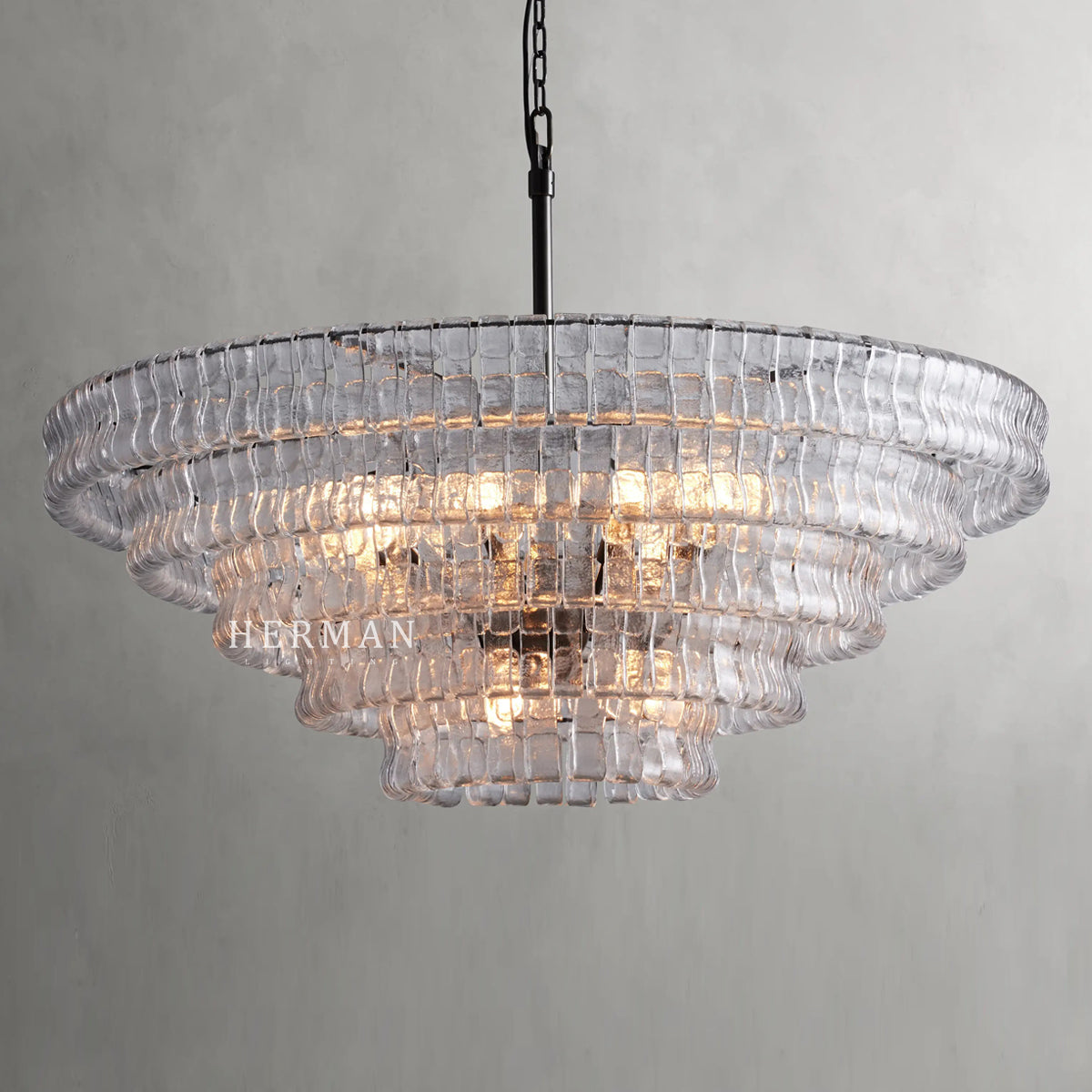 Amor 5-Tier Glass Ghiaccio Round Chandelier 48"