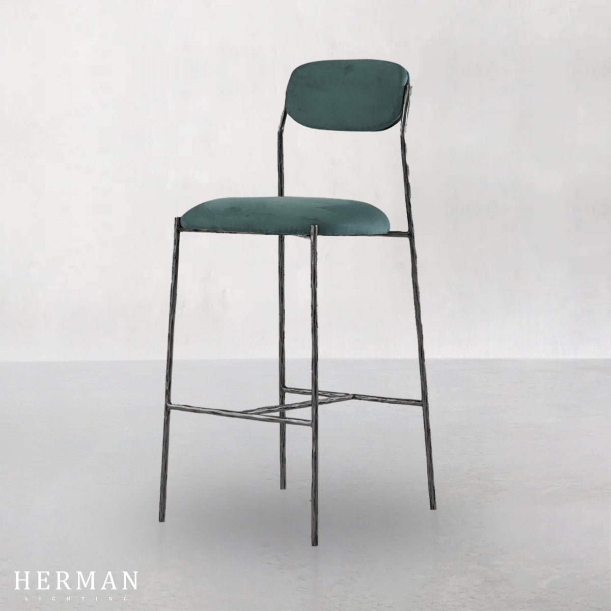 Thaddeus Green Fabric Bar Stool