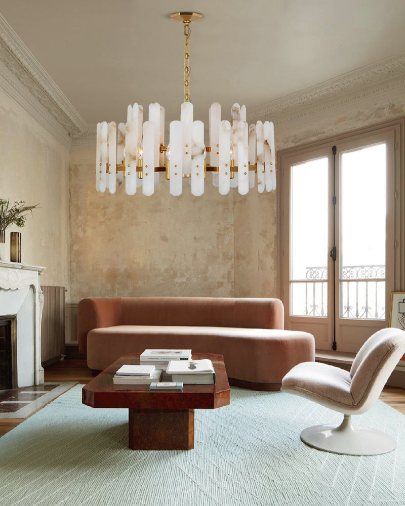 8/10-light Simple Modern Alabaster Large Oval Chandelier 40“45” Dia