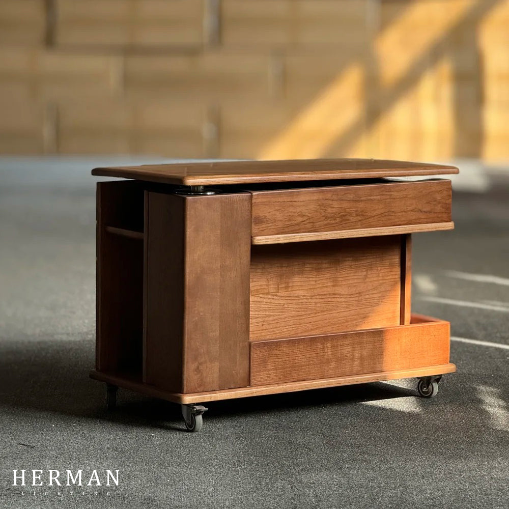 Nedure Solid Wood Side Table Trolley