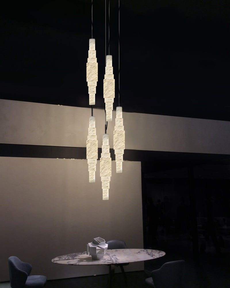 White Alabaster Cluster Pendant Lamp 3-lights for kitchen Island